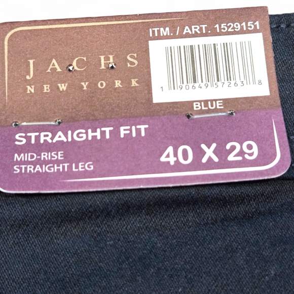 Jachs New York Mens Navy Blue Straight Fit Mid-Rise Straight Leg Pants 40x29 NWT - Picture 10 of 10